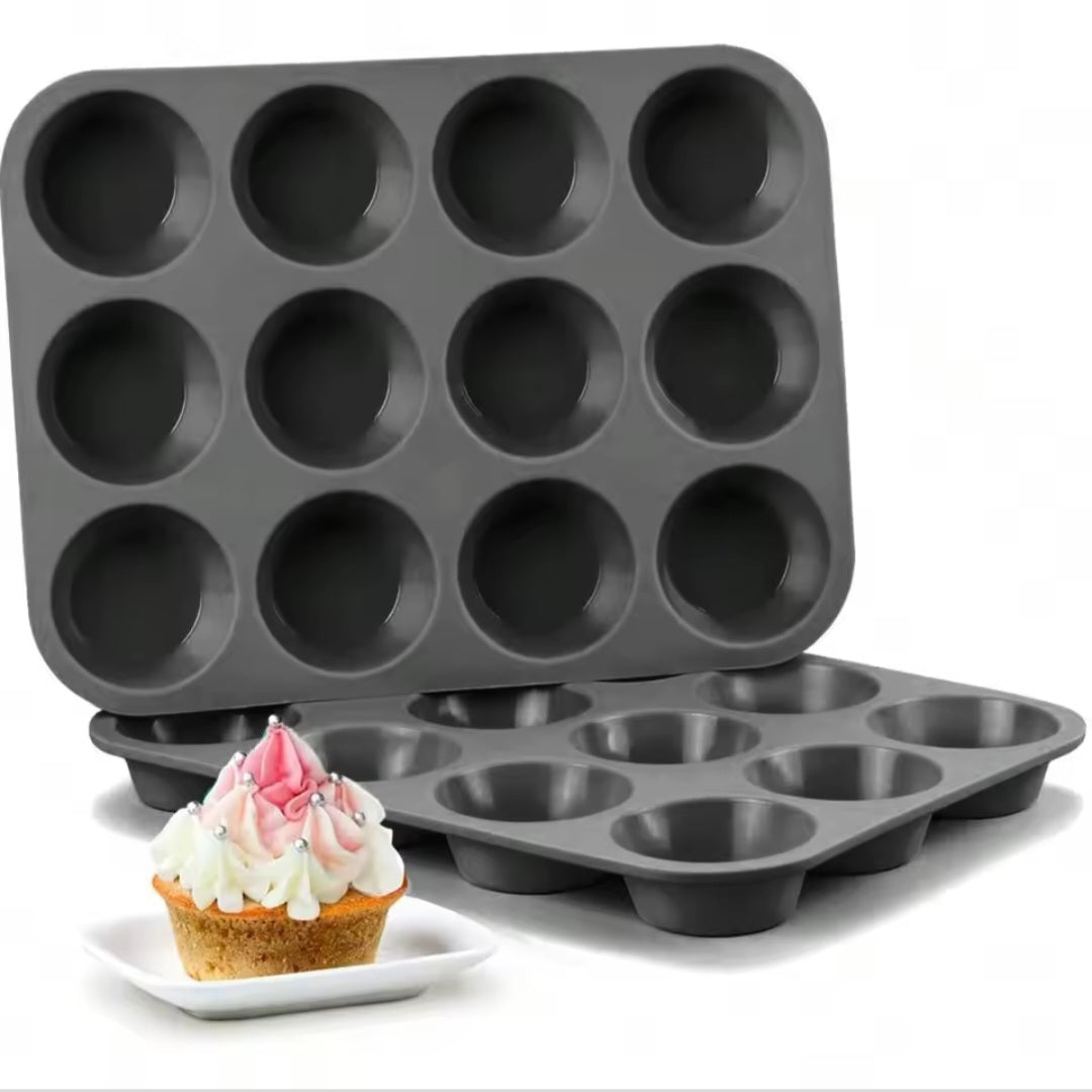 Molde de Silicone para 12 Cupcakes e Muffins