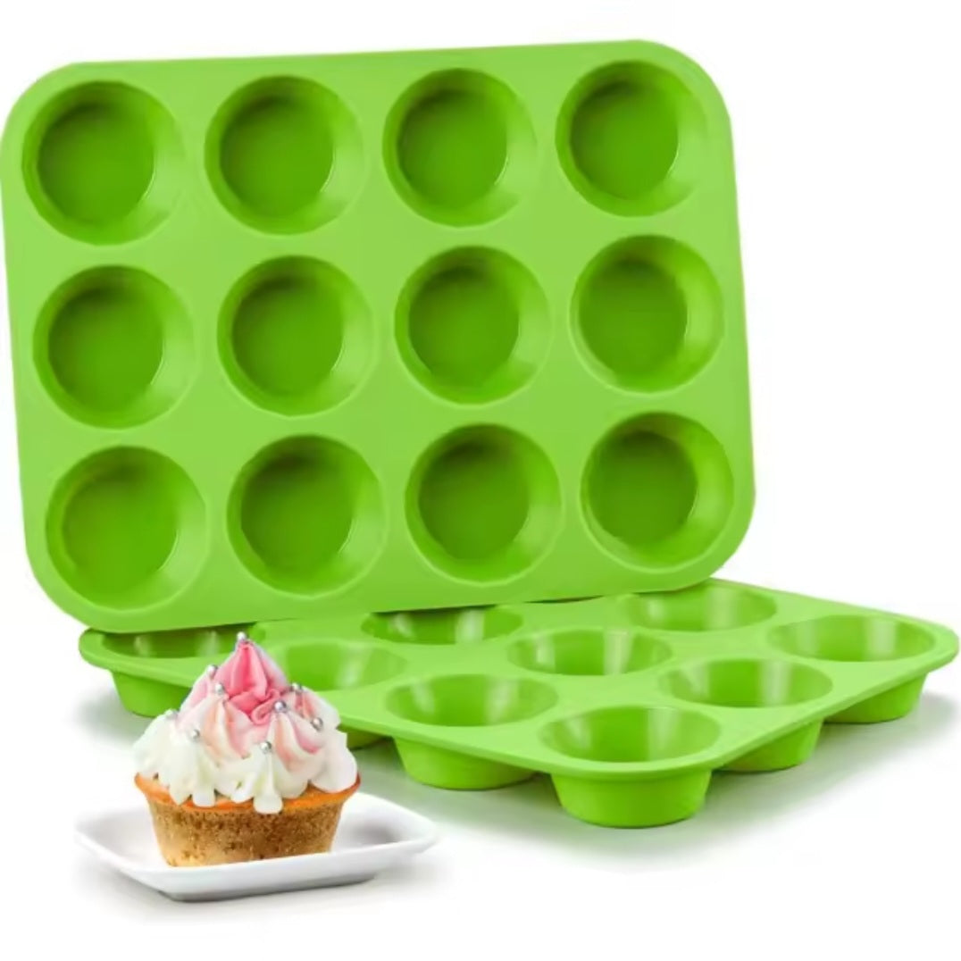 Molde de Silicone para 12 Cupcakes e Muffins